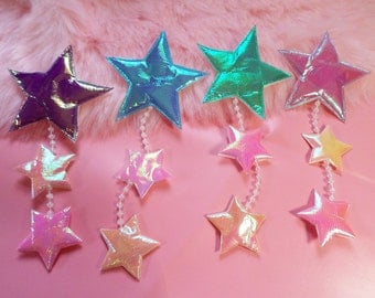 FAIRY iridescent falling STARS dangler HAIR clip