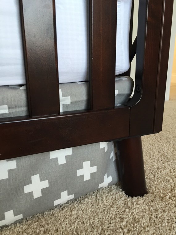 Items similar to Cross Crib Skirts, Swiss cross baby bedding, gray crib