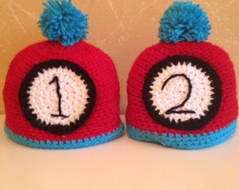 Crochet Thing 1 and Thing 2 Beanies