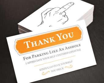 Bad Parking Cards! Funny, Hilarious Joke Business Cards!! Gag Gift, Birthday Gift. 30 business cards - 3.5" x 2"
