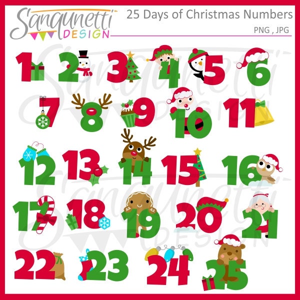 25 Days of Christmas Clipart Christmas Numbers Christmas