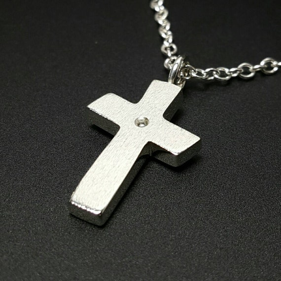 Large Diamond Cross Pendant Sterling Silver Cross Pendant