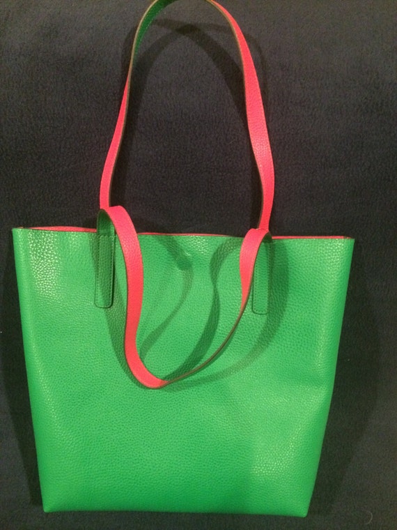 Custom Green and Pink Reversible Tote Bag Magnetic by DaisyDade