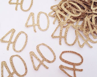 Glitter Number Confetti - 40th Birthday Confetti - Custom Age Confetti - Table Scatter - Gold Script Confetti - Gold Confetti - Confetti
