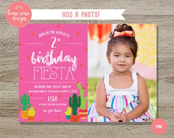 Kids Fiesta Invitation // 5x7 Photo Card Birthday Fiesta - Cactus Fiesta Birthday Party - Mexican Birthday Invitations - Fun Cactus Theme