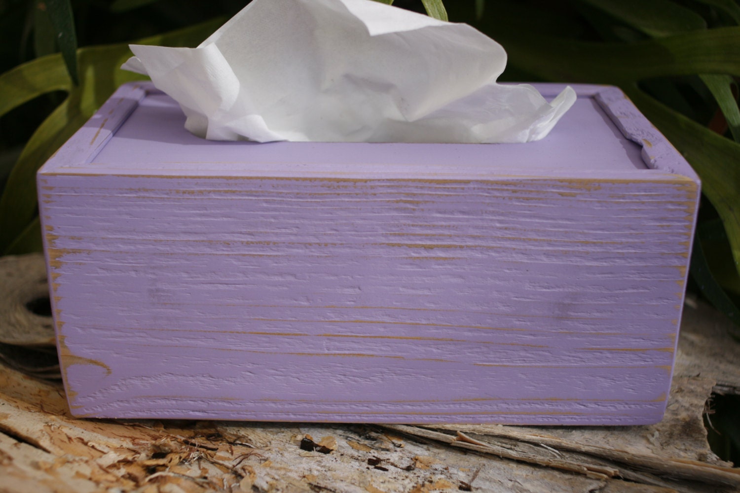 Tissue Box Cover Holder Purple Lavander Lilac Color Shabby