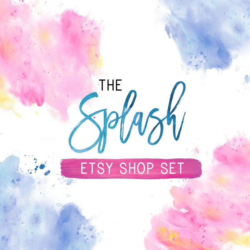 Etsy Shop Banner Watercolor Banner Pnik Banner Blue Banner