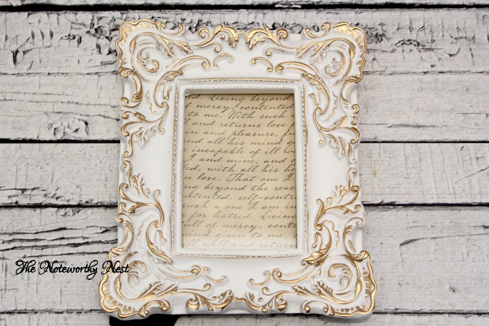 White and Gold Frame // ornate frame // by TheNoteworthyNest