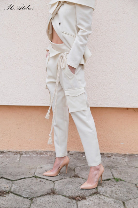 Tapered Pants/Loose linen Pants/ Casual Drop Crotch Pants/Wide