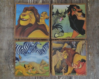 PRICE REDUCED Disney The Lion King Vintage Book Page Cork Coaster Set
