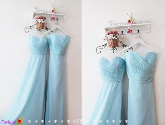 Chiffon Blue Long Bridesmaid DressSexy by FashionStreets on Etsy