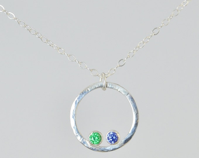 Sterling Silver Sapphire Necklace, Mothers Necklace, Mom Necklace, September Birthstone Necklace, Sapphire Necklace, Mother's Necklace