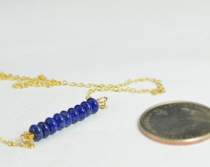 Lapis lazuli Necklace, Gem Bar, Dainty 14k Gold Fill, Sterling Silver, Rose Gold, Blue Necklace, Faceted Lapis Lazuli, Bar Necklace, Gold