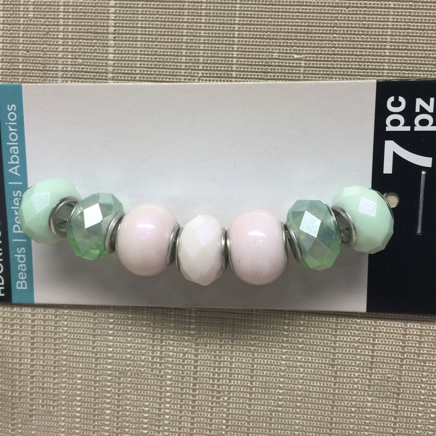 Bead Landing Large Hole Beads Light Green and pink