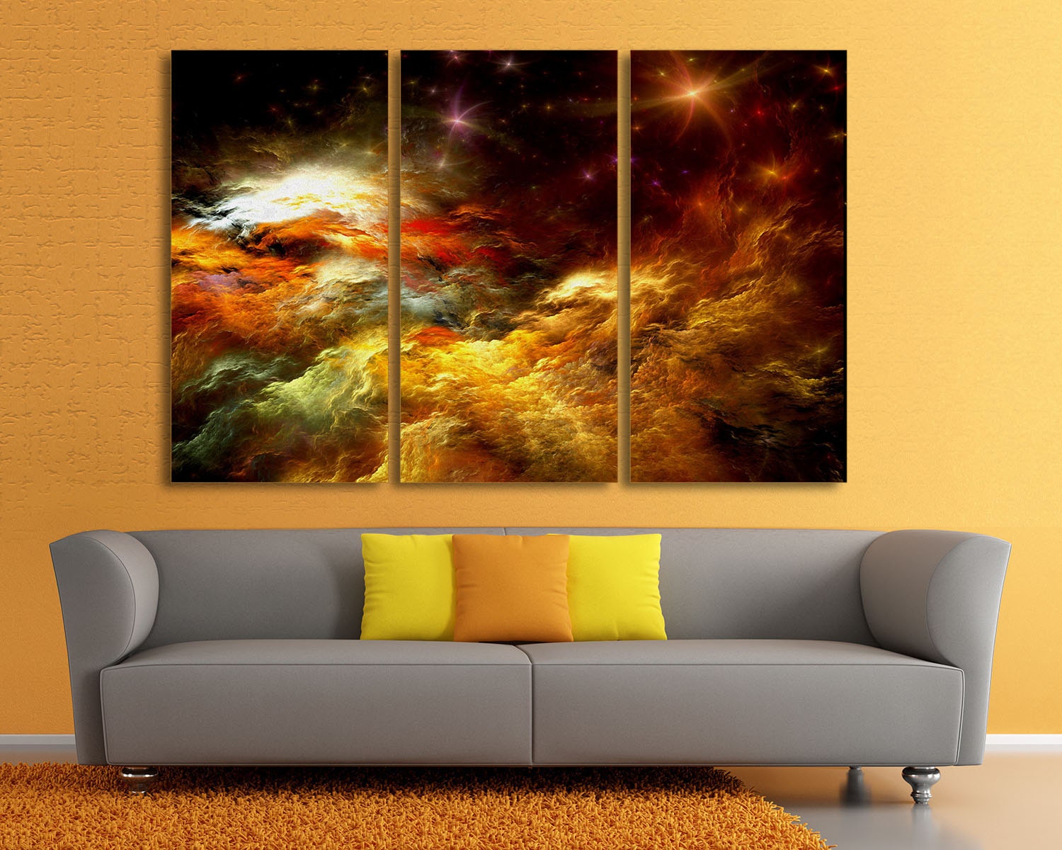 3 Panel Split Triptych Canvas Print. Colorful Cloud