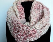 Crocheted, Strawberries and Cream infinity scarf