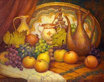 Oil on Canvas Original Signed Painting by Marina Grigoryan King's Fruits Unique Art