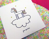 Unicorn card - 'you sparkle' illustrated blank card