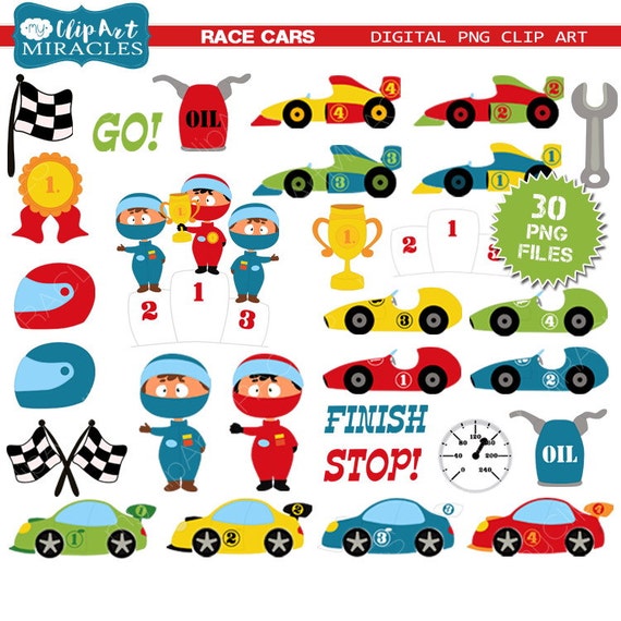 Race car clip art Racing party decoration by MyPrintableMiracles