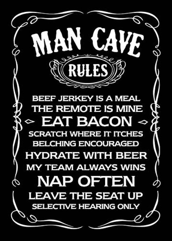 Man Cave Art 5x7 Print / Sign Man Cave Rules by CloverBrookArt