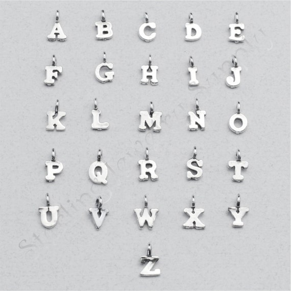 Sterling Silver Block Alphabet Charm, Initial Charm, Approximately 8mm, Wholesale Letter Charms ...
