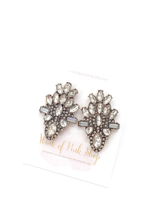 Crystal Cluster Art Deco Luxe Earrings