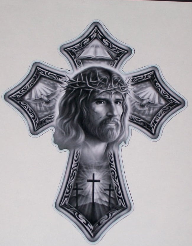 Jesus Cross sticker graphic decal window golf cart Stickers