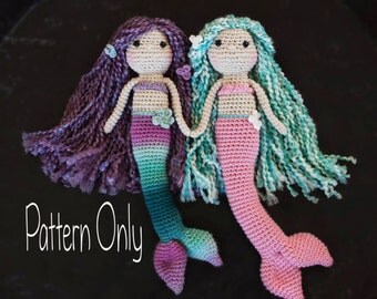 Crocheted Mermaid Doll Pattern, Amigurumi Mermaid Doll Pattern, Mermaid Pattern