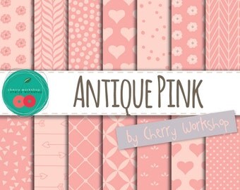 Valentines Digital Paper "Antique Pink" digital paper for wedding invites, decoration, background, vintage, retro, antique/Instant Download