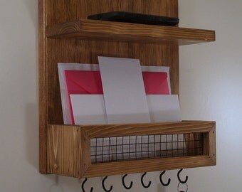 Key Rack-Mail Organizer-Shelf-Special Walnut Finish