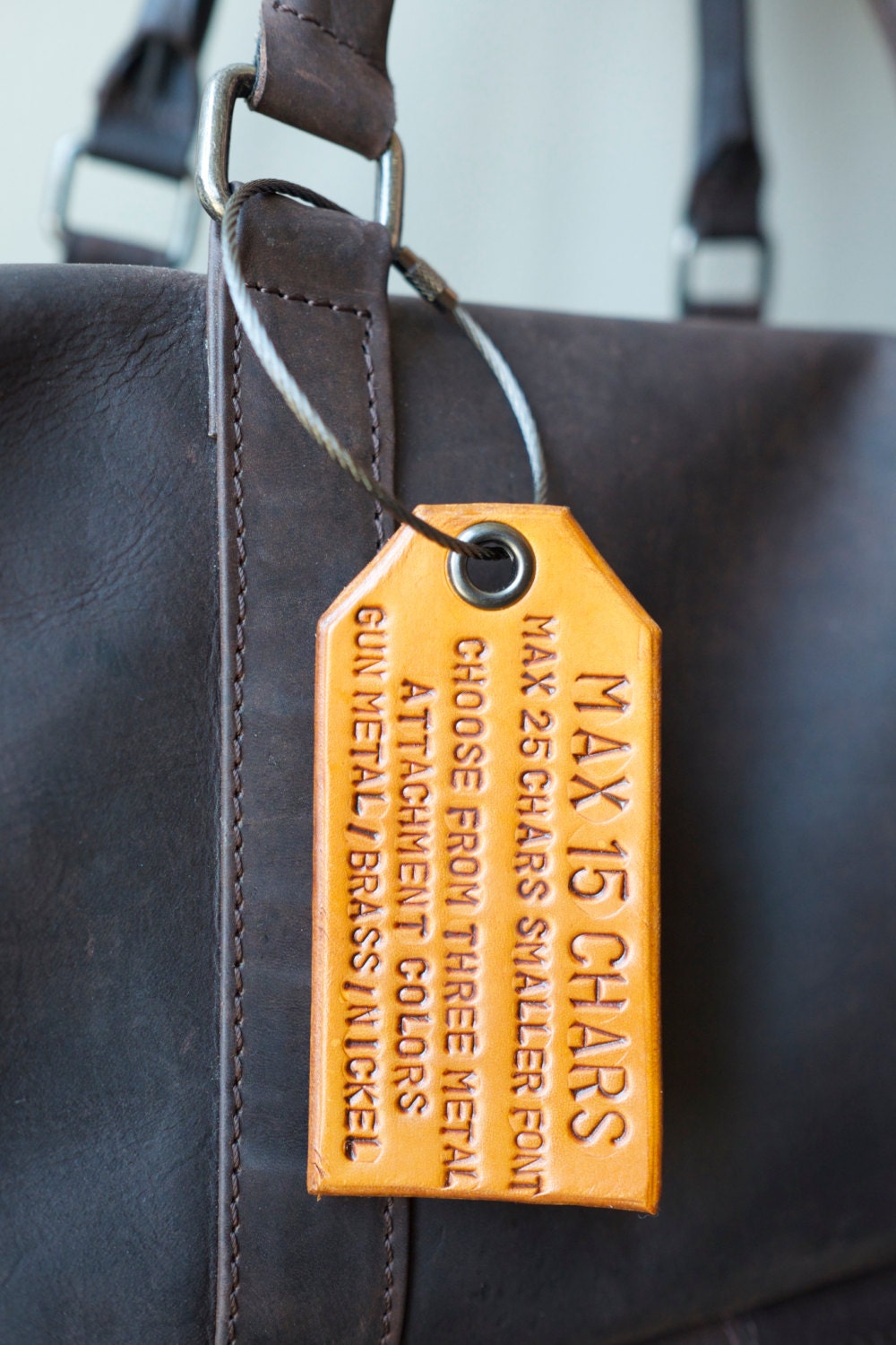 Pair of Custom Leather Luggage Tags w/ Gun Metal by HideAndValor