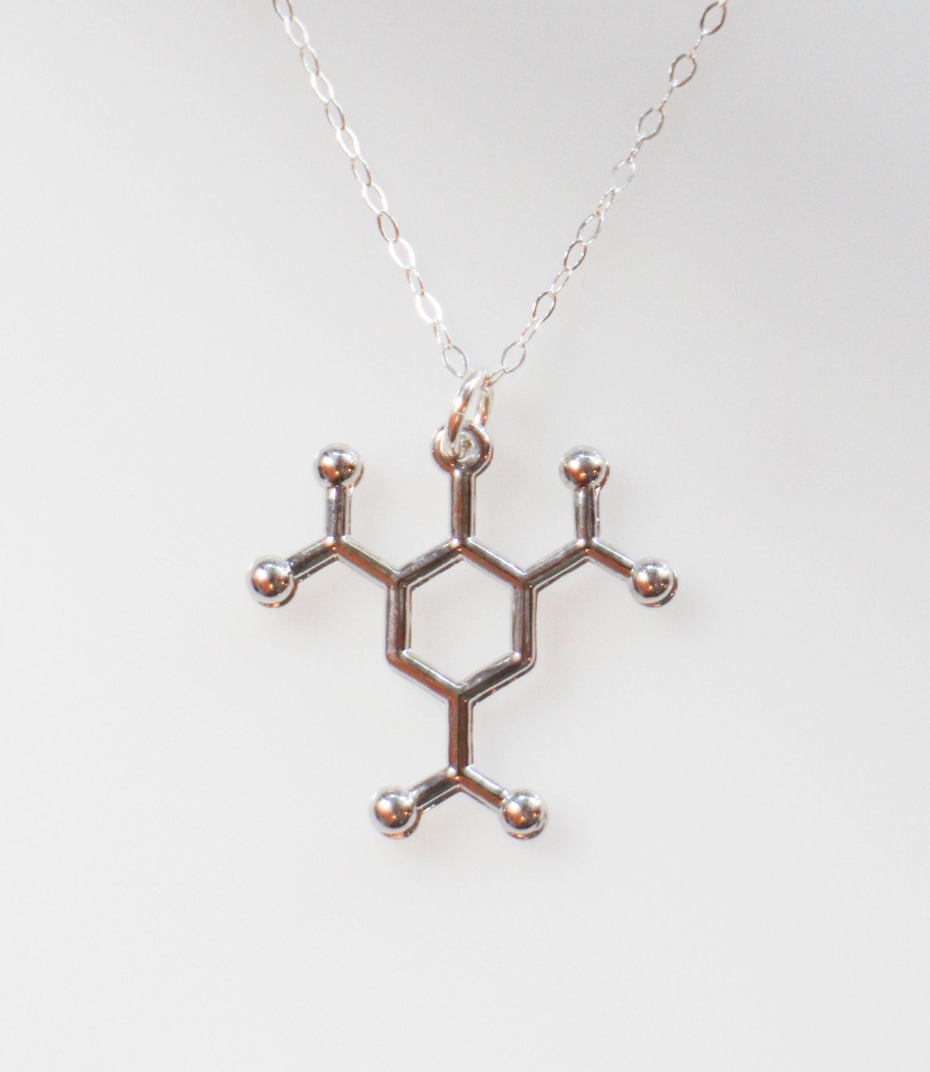 TNT Silver Molecule Necklace Chemistry Jewelry