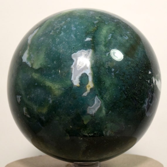 Large 2lb 3.4 Green White Blue Moss Agate Sphere Rare by HQRP