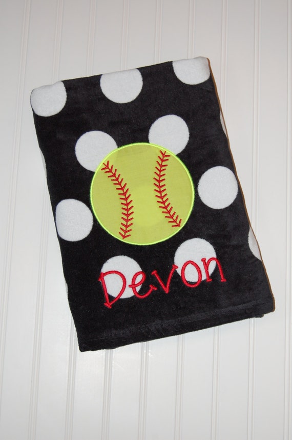Personalized Beach Towel Softball Beach by MDDesignsBoutique