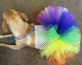 Rainbow dog tutu, rainbow pet tutu, rainbow dog dress, rainbow dress, halloween costume for dogs, rainbow party, rainbow dog