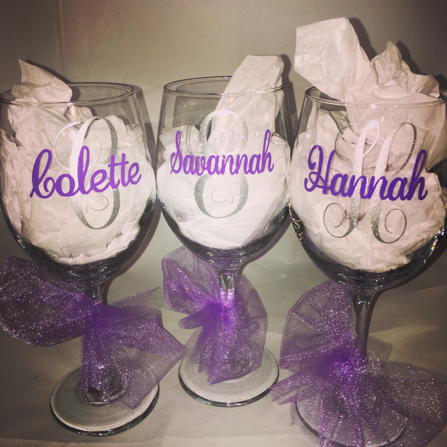 Personalized Wine Glasses Bridal Party Wine by RhondasInnovations