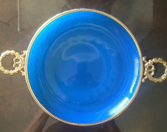 bronze doré BLUE OPALINE DISH
