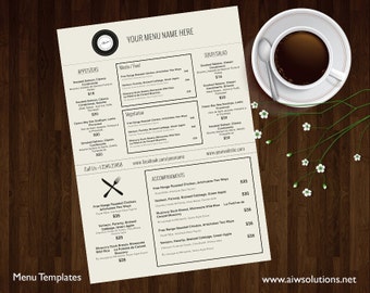 Menu Templates, Printable Restaurant Menu Template, Wedding Menu Template, Food Menu Template,DIY bar menu template ,bar menu template