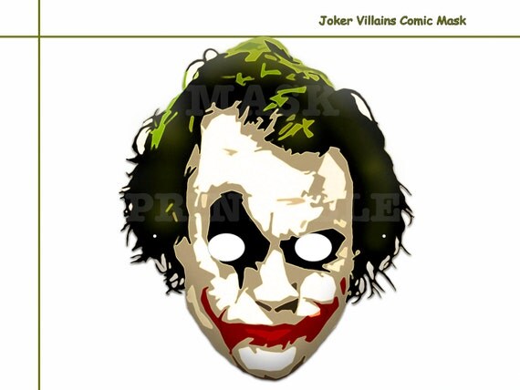 Unique Joker Villains Comic Printable Mask kids dress up