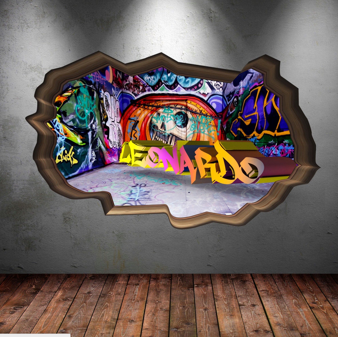 Personalised Name Full Colour Graffiti Wall Decals Cracked 3d