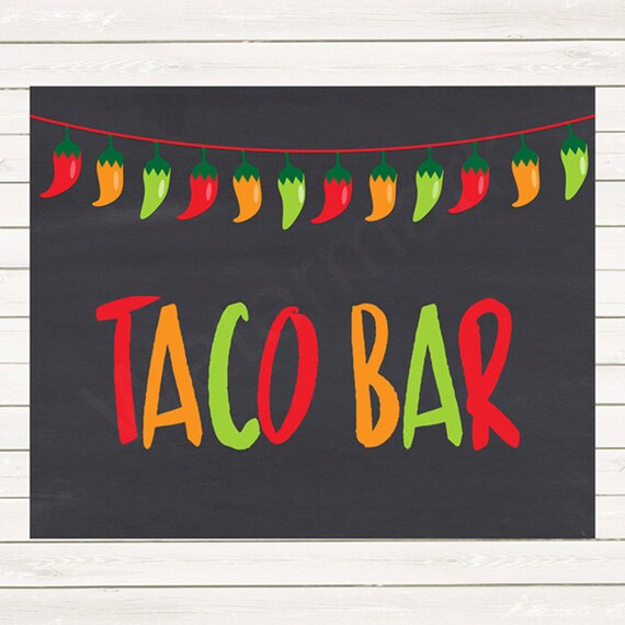 Items similar to Taco Bar Sign Printable, Taco Bar Fiesta Sign, JPEG