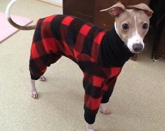 Dog Pajamas. "Lumberjack Jams". Italian Greyhound Pajamas. Dog Clothes. Pajamas for dogs. Small Dog Clothes. Coat for Dogs.