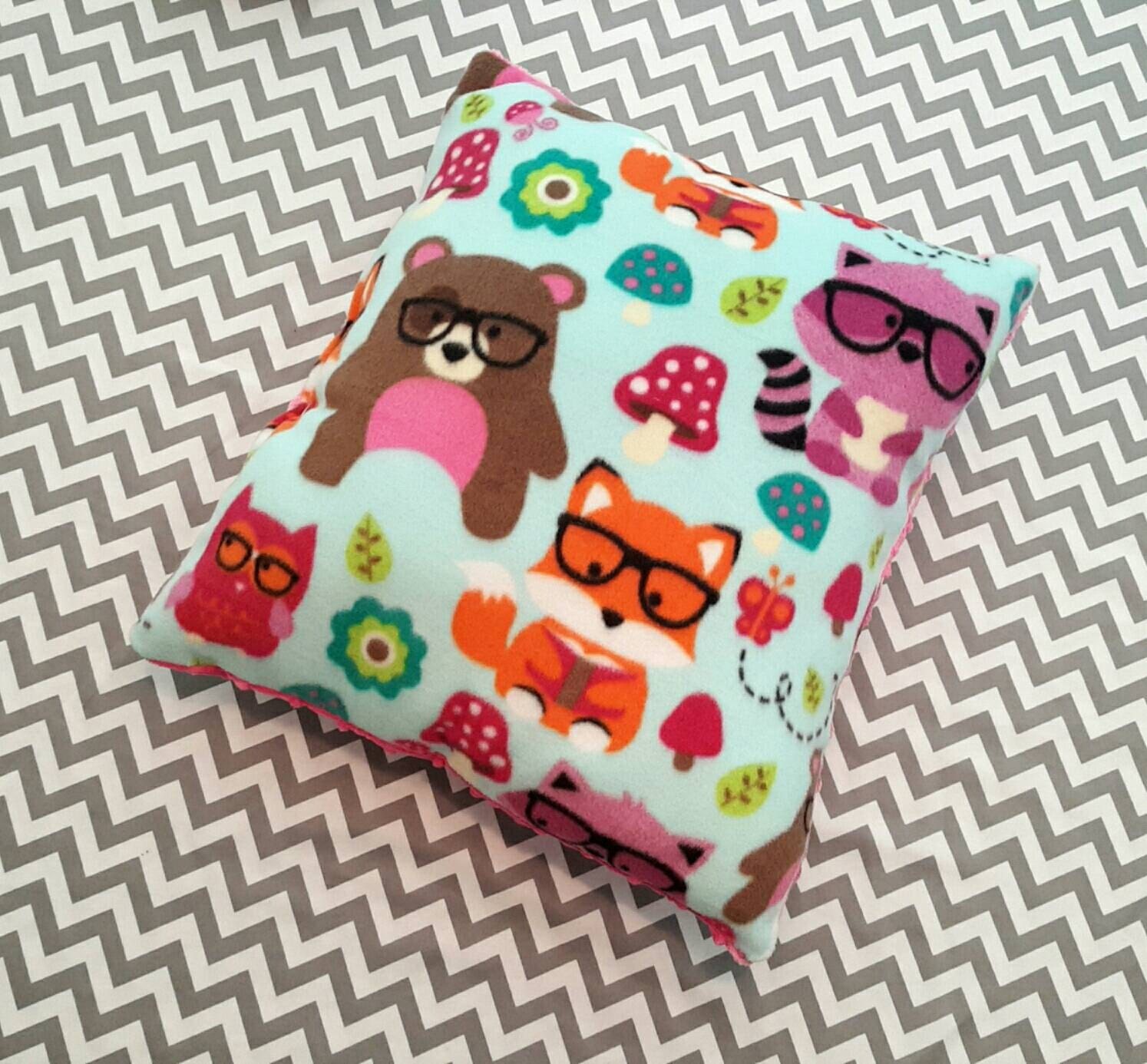 Woodland Animals Bed Pillow Pink Minky Pillow Pink Throw