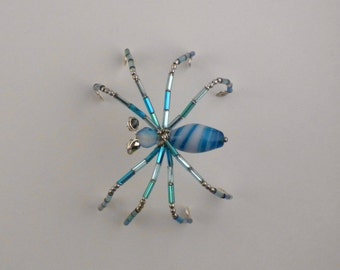 Blue beaded spider - home decor