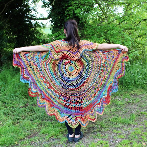 Boho Crochet Shawl Vest Wrap Multi Festival Hippie Stevie