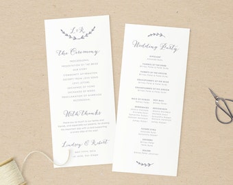 Wedding Programs Template,Printable Programs, Instant Download, Editable Artwork and Text Colour, Edit in Word or Pages
