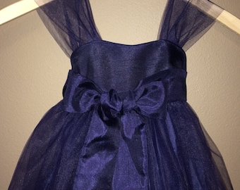 Navy Flower Girls Dress