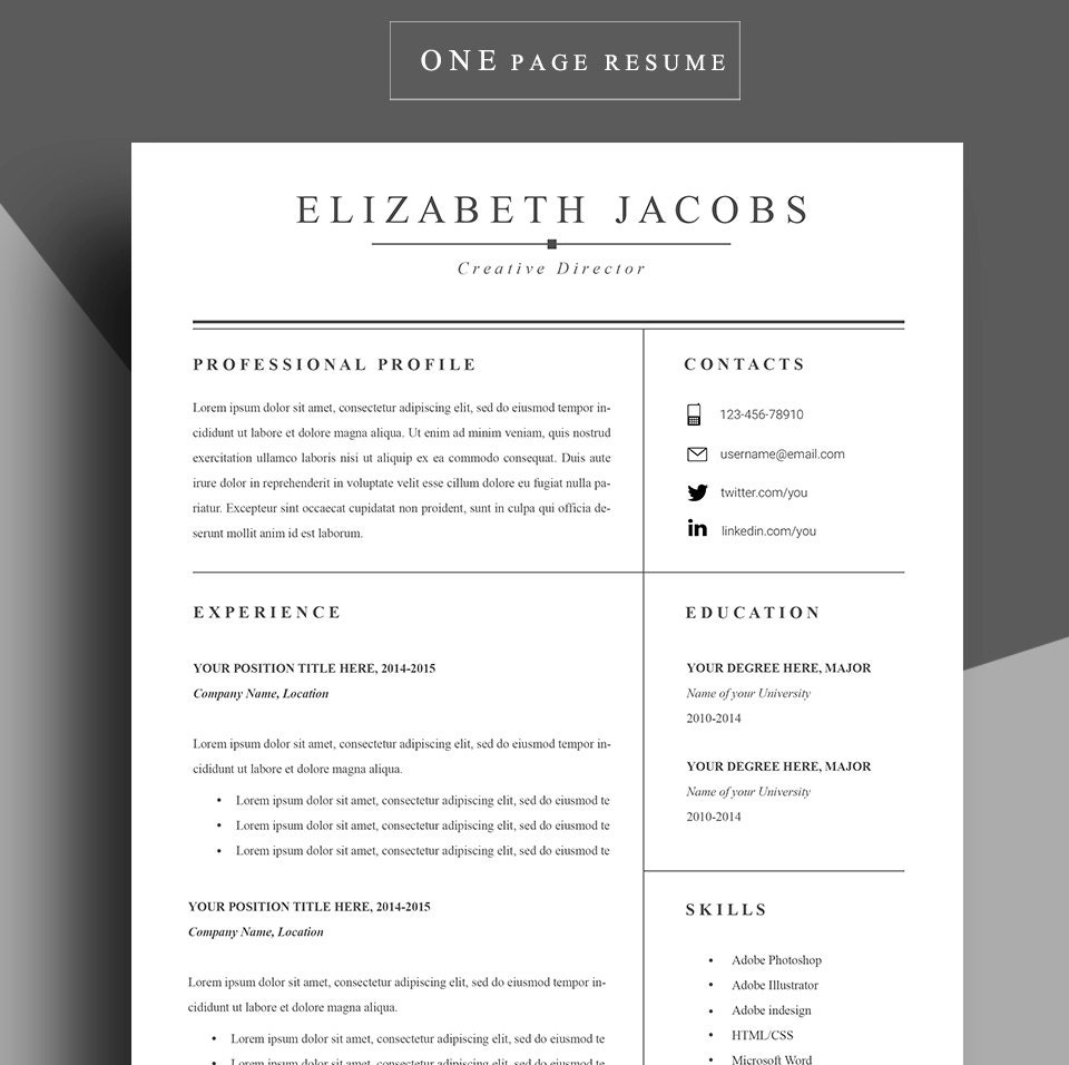 Resume Template Cv Template Professional Resume Template