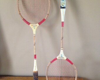 2 Vintage/ Antique Wooden Badminton Racquets