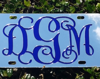 Monogram Mirror License Plate